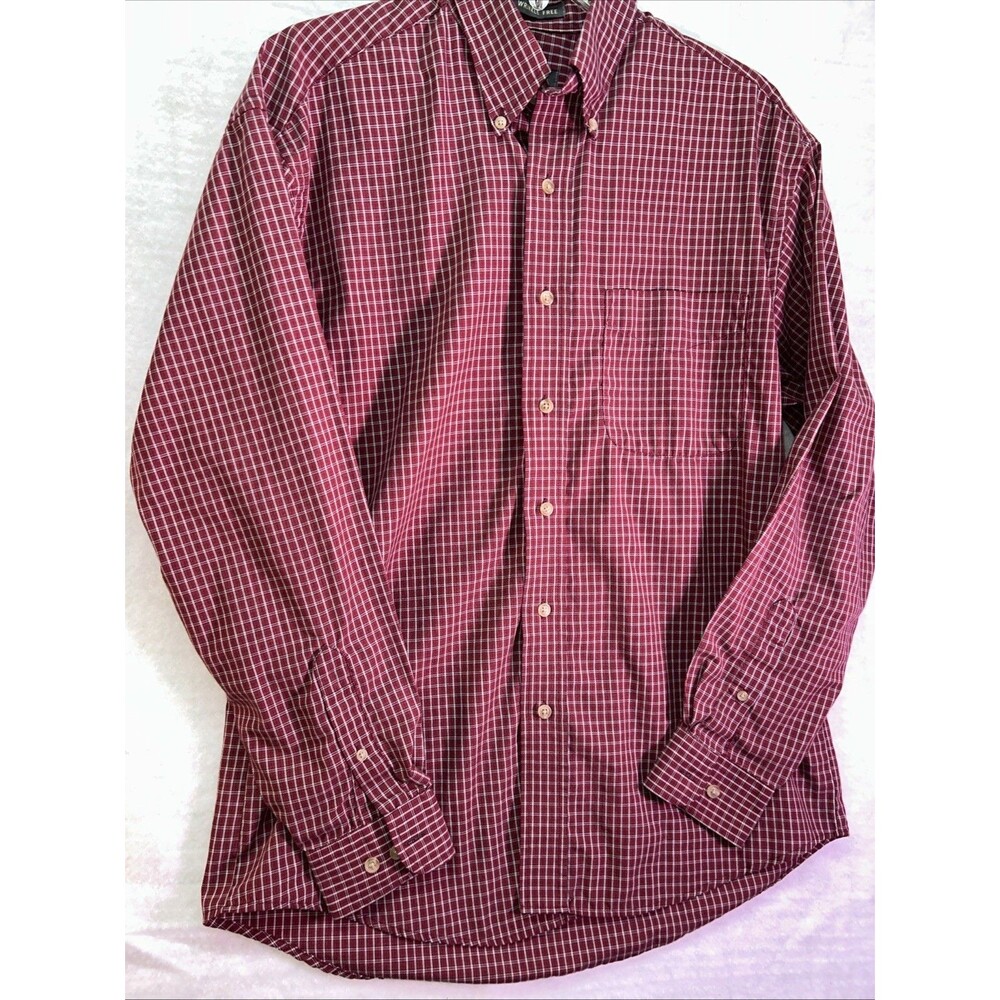 Van Heusen Shirt Button Down Mens Size XL Long Sleeve Plaid Red